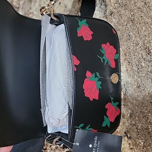 Kate Spade NWT Madison Rose Toss Printed Saddle Bag Crossbody - Picture 8 of 9